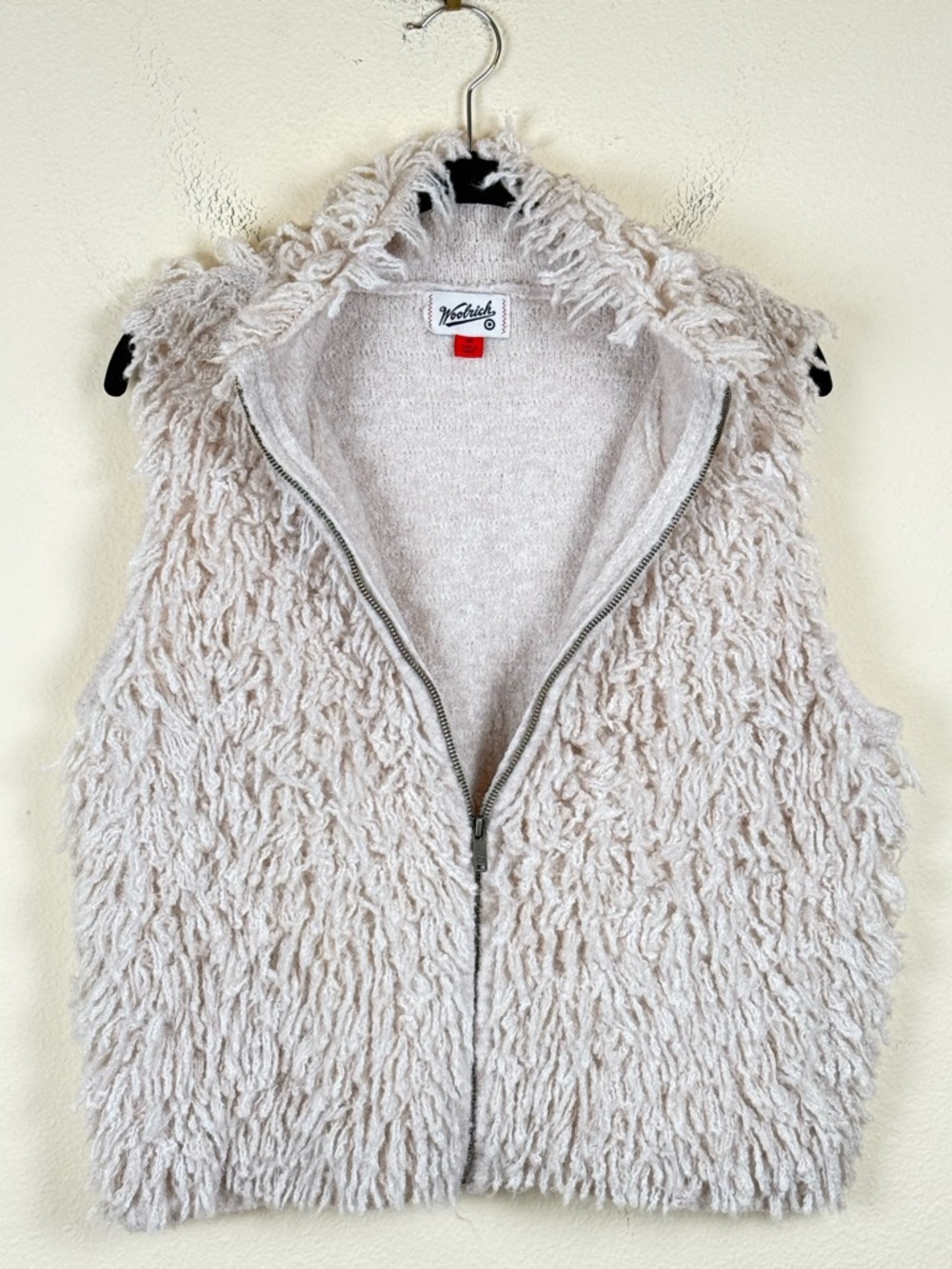 Woolrich x Target Ivory Shag Faux-Sherpa Zip-Up Vest